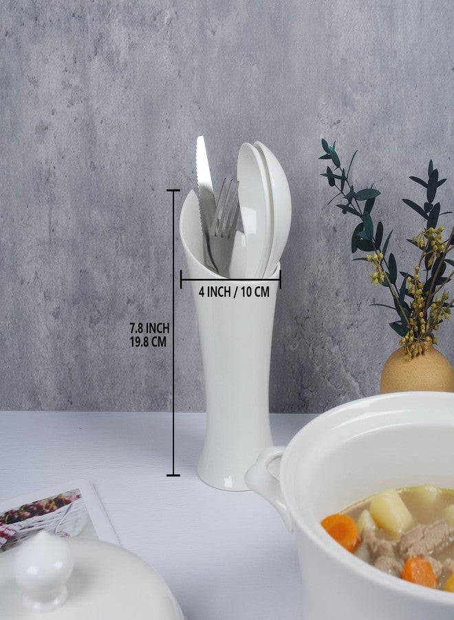 dingdaer Utensil Holder, Ceramic Kitchen Utensil Holder for Countertop, Cooking Utensil Crocks for Kitchen Counter Decor, Modern and Stylish Utensil Organizer for Spatula, Set of 2 - Image 2